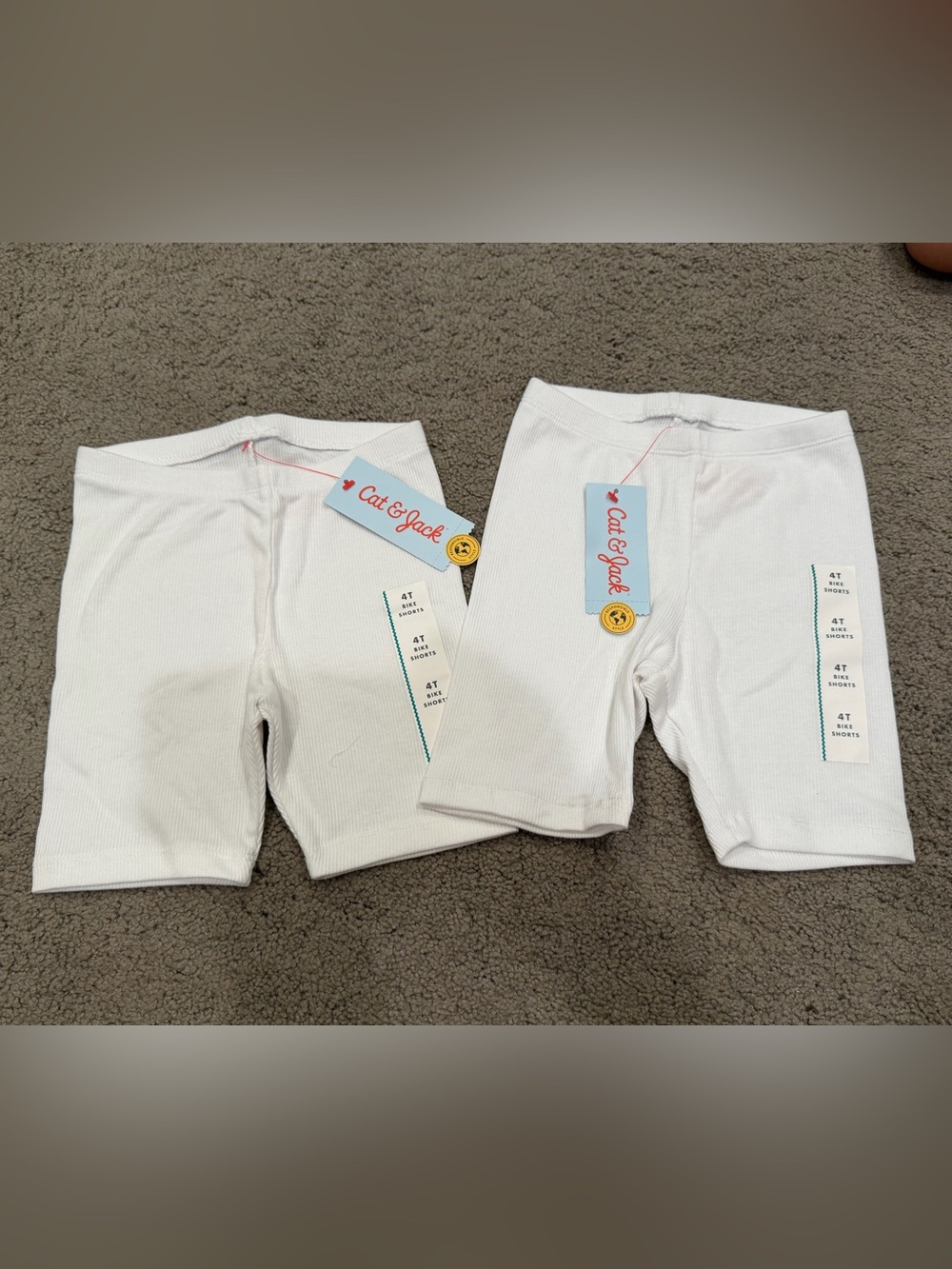 Set of 2 Ribbed White Biker Shorts
